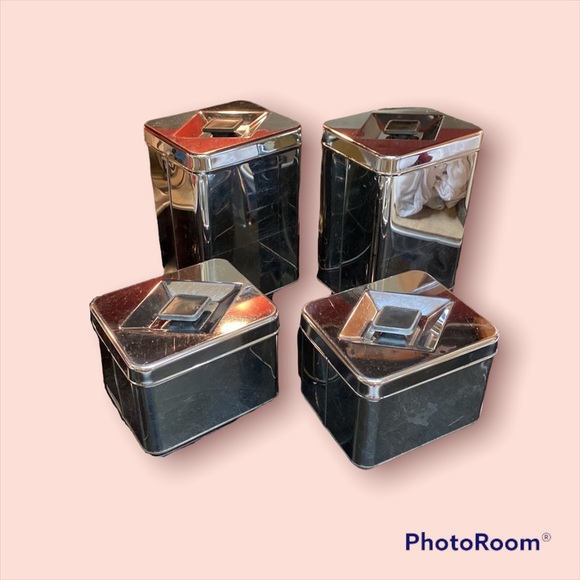 VINTAGE CHROME METAL CANISTER SET BY SIGNATURE - Picture 2 of 16